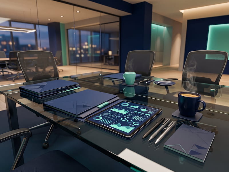 ABS meeting room set up for a client consultation